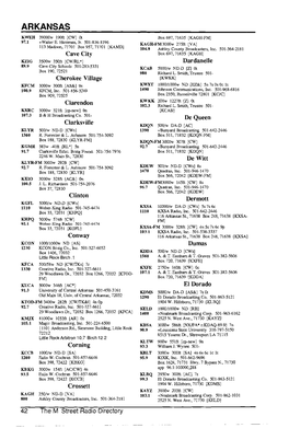 Cave City Cherokee Village Clarendon Clarksville Clinton Conway Dardanelle De Queen De Witt Dermott Dumas El Dorado Corning Cros