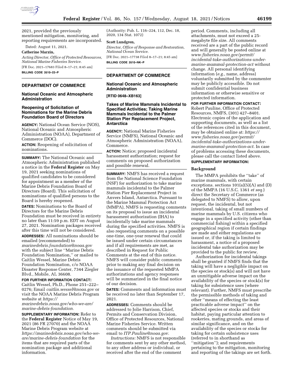 Federal Register/Vol. 86, No. 157/Wednesday, August 18, 2021