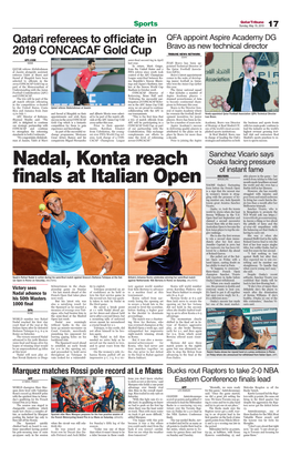 Nadal, Konta Reach Finals at Italian Open