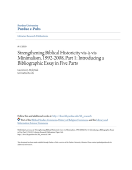 Strengthening Biblical Historicity Vis-Ã