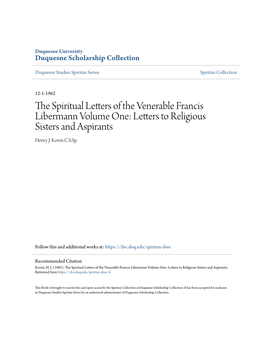 The Spiritual Letters of the Venerable Francis Libermann Volume