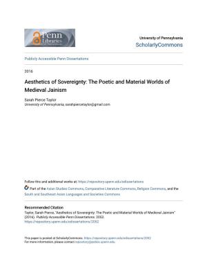 Aesthetics of Sovereignty: the Poetic and Material Worlds of Medieval Jainism