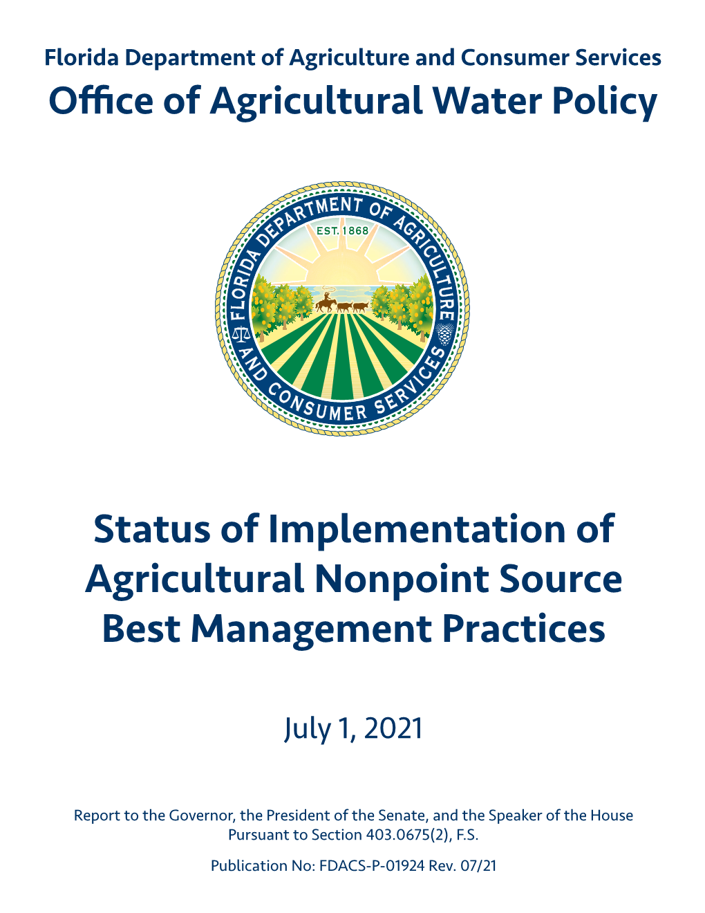 Status of Implementation of Agricultural Nonpoint Source Best Management Practices