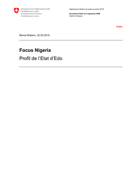 Focus Nigeria : Profil De L'etat D'edo