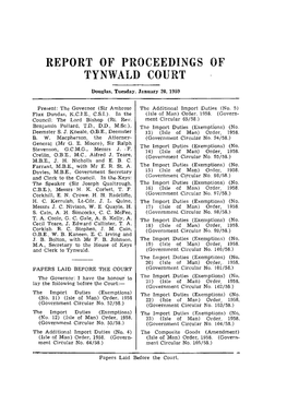 Report of Proceedings of Tynwald Court