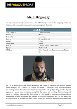 Mr. T Biography