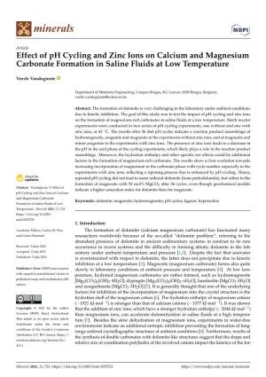 Effect of Ph Cycling and Zinc Ions on Calcium and Magnesium Carbonate Formation in Saline Fluids at Low Temperature