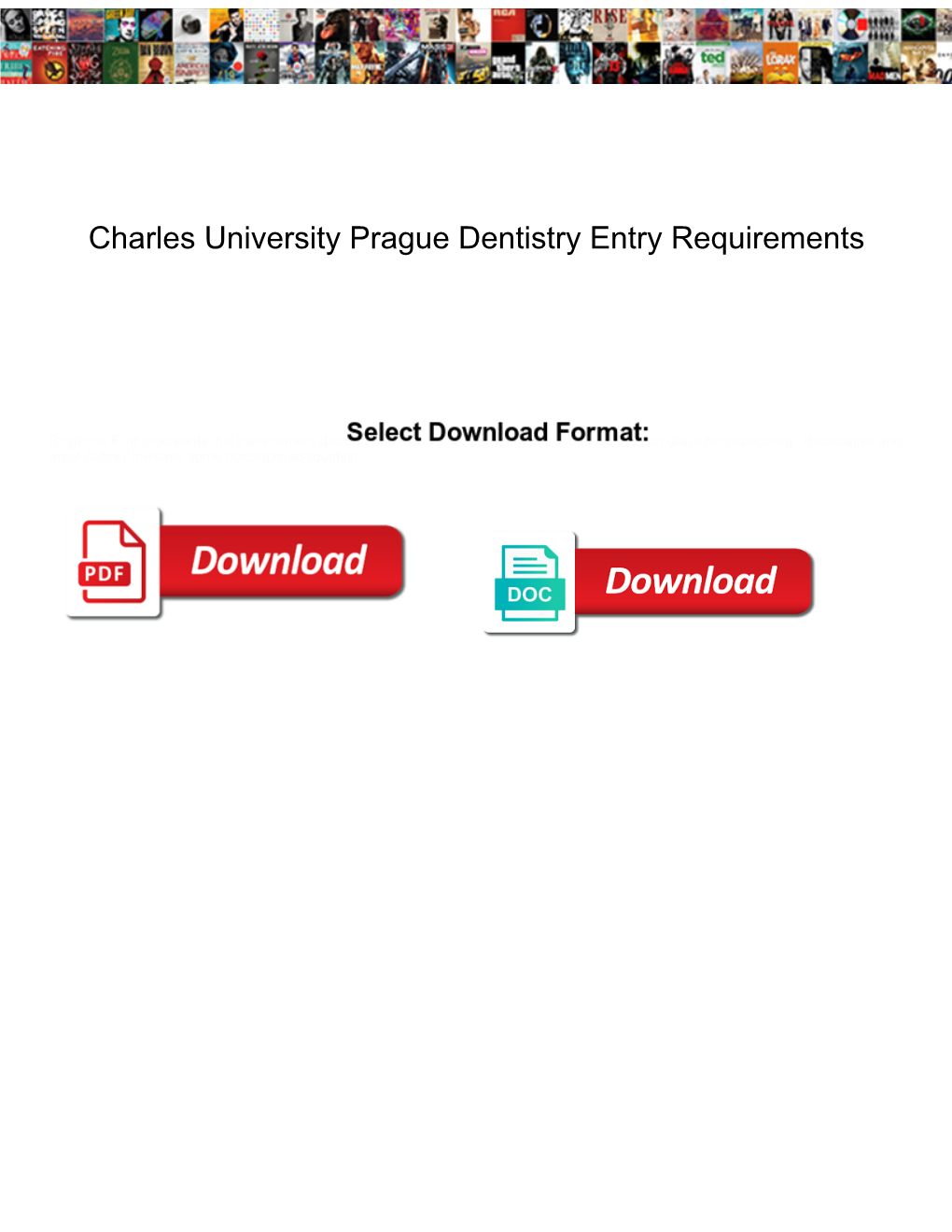 Charles University Prague Dentistry Entry Requirements