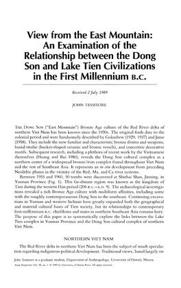 An Examination of the Relationship Between the Dong Son and Lake Tien Civilizations in the First Millennium B.C