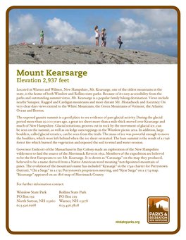 Mount Kearsarge Elevation 2,937 Feet
