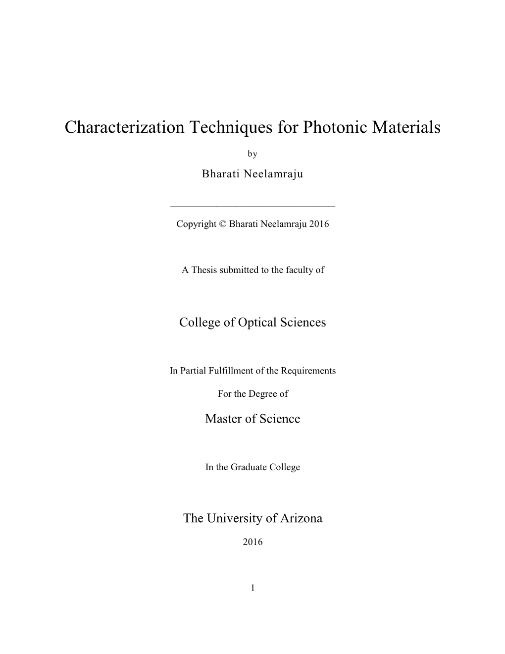 Characterization Techniques for Photonic Materials