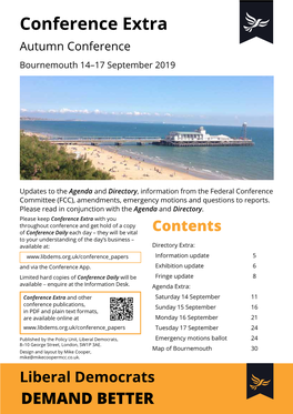 Conference Extra Autumn Conference Bournemouth 14–17 September 2019