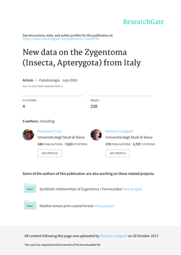 New Data on the Zygentoma (Insecta, Apterygota) from Italy