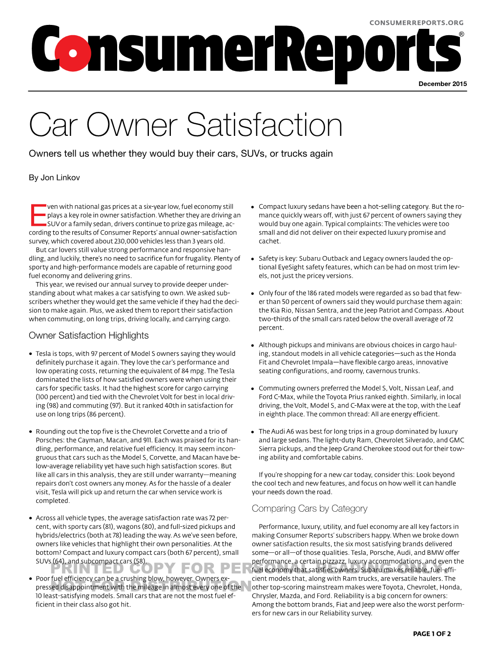 Car Owner Satisfaction Owners Tell Us Whether They Would Buy Their Cars, Suvs, Or Trucks Again