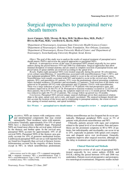 Surgical Approaches to Paraspinal Nerve Sheath Tumors