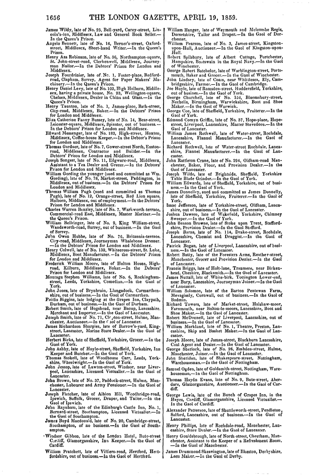 The London Gazette, April 19, 1859