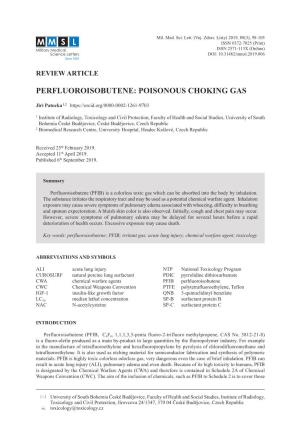 Perfluoroisobutene: Poisonous Choking Gas