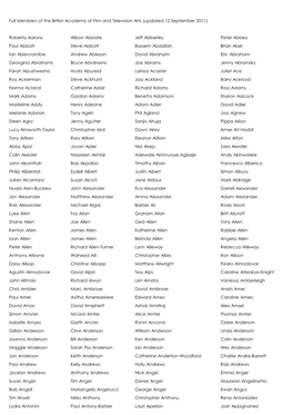 Full Members of the British Academy of Film and Television Arts (Updated 12 September 2011)