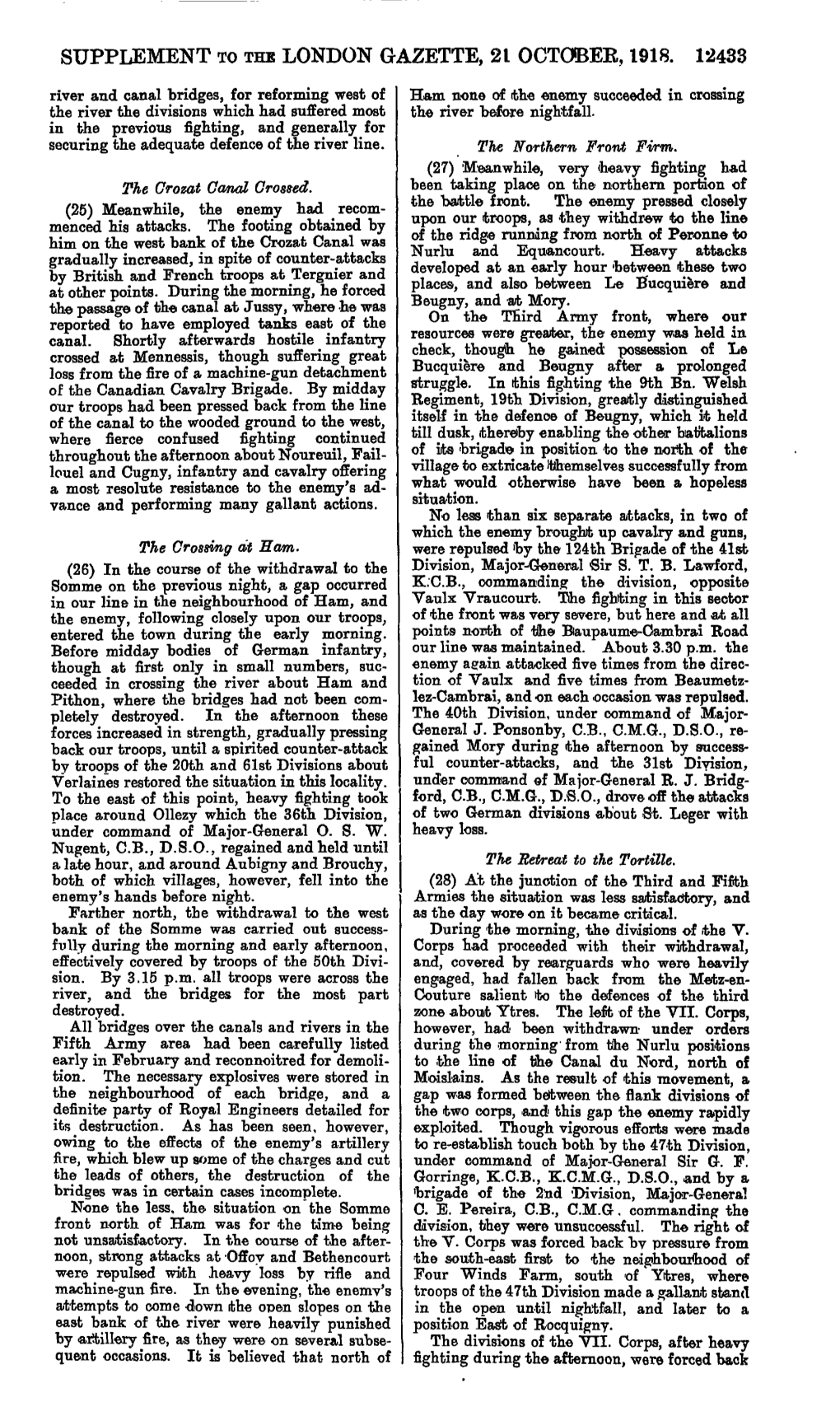 Supplement to the London Gazette, 21 October, 1918. 1