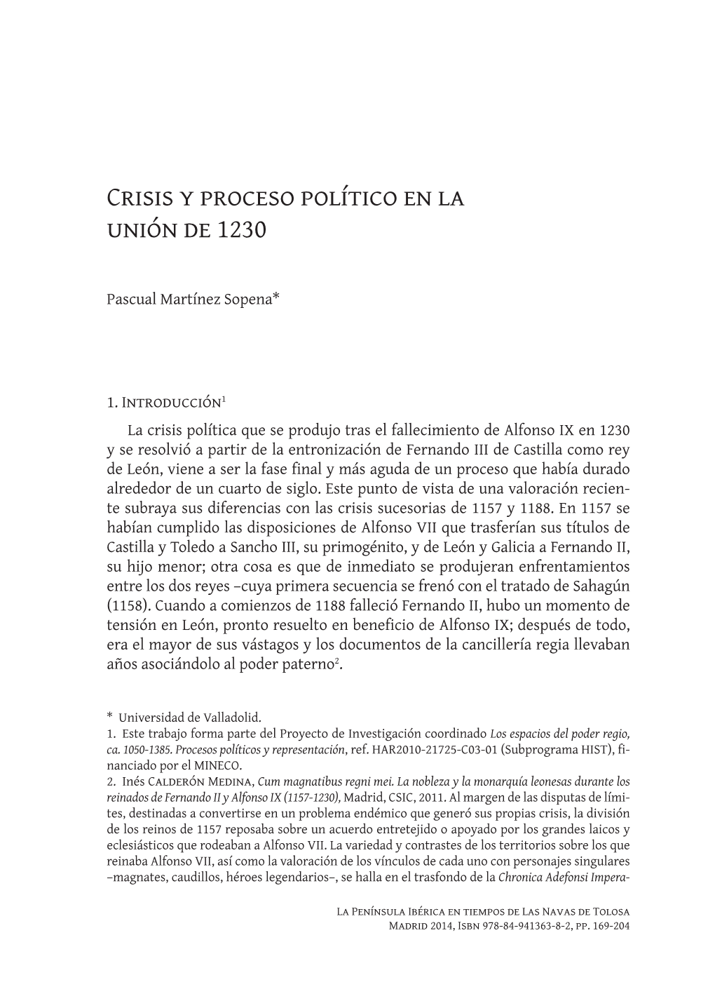 Crisis Y Proceso Político En La Unión De 1230