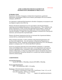 Hypertensive Disorders in Pregnancy