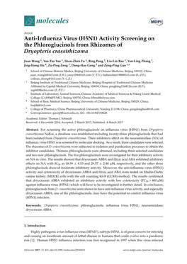 Anti-Influenza Virus (H5N1) Activity Screening on the Phloroglucinols