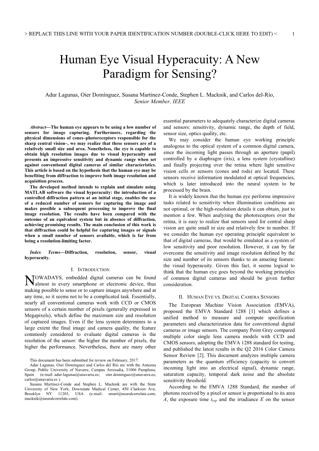 Human Eye Visual Hyperacuity: a New Paradigm for Sensing?