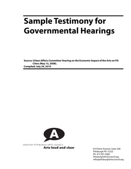 Sample Testimony for Governmental Hearings