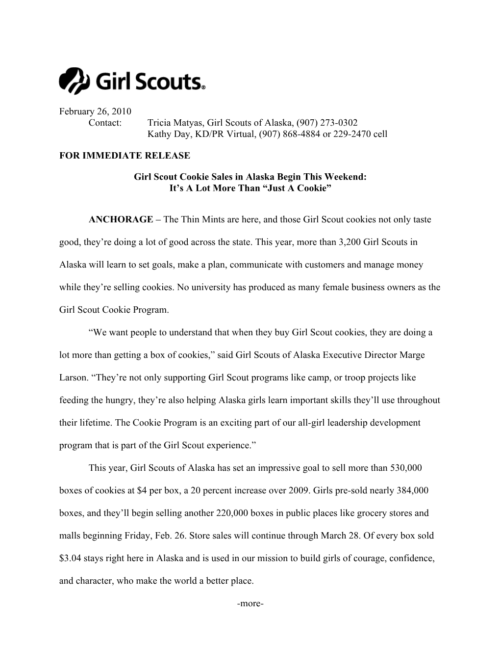 Girl Scout Cookie Sales in Alaska Begin This Weekend