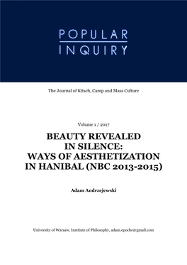 Beauty Revealed in Silence: Ways of Aesthetization in Hanibal (Nbc 2013-2015)