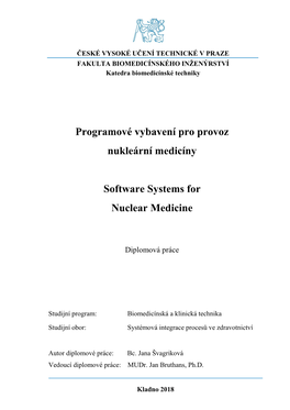 Programové Vybavení Pro Provoz Nukleární Medicíny Software