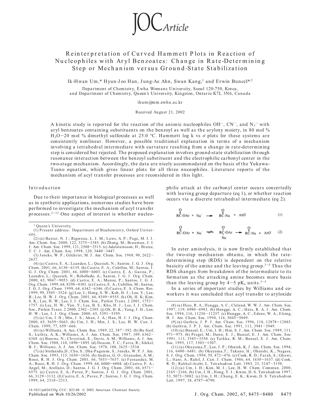 Reinterpretation Of Curved Hammett Plots In Reaction Of Nucleophiles ...