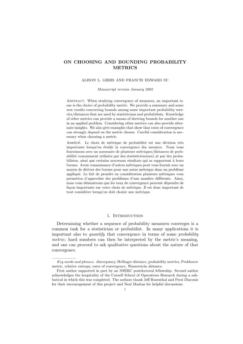 On Choosing and Bounding Probability Metrics 11