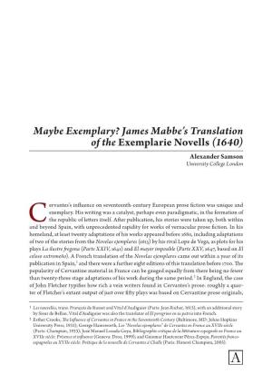 James Mabbe's Translation of the Exemplarie Novells (1640)