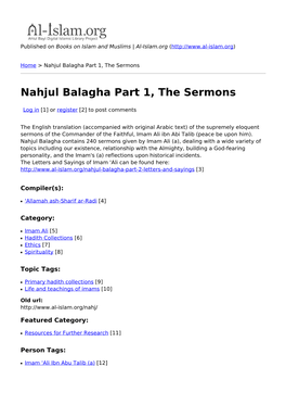 Nahjul Balagha Part 1, the Sermons