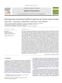 Mineralogy and Environmental Stability of Slags from the Tsumeb Smelter, Namibia