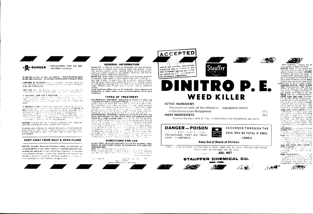 U.S. EPA, Pesticide Product Label, STAUFFER DINITRO P.E. WEED