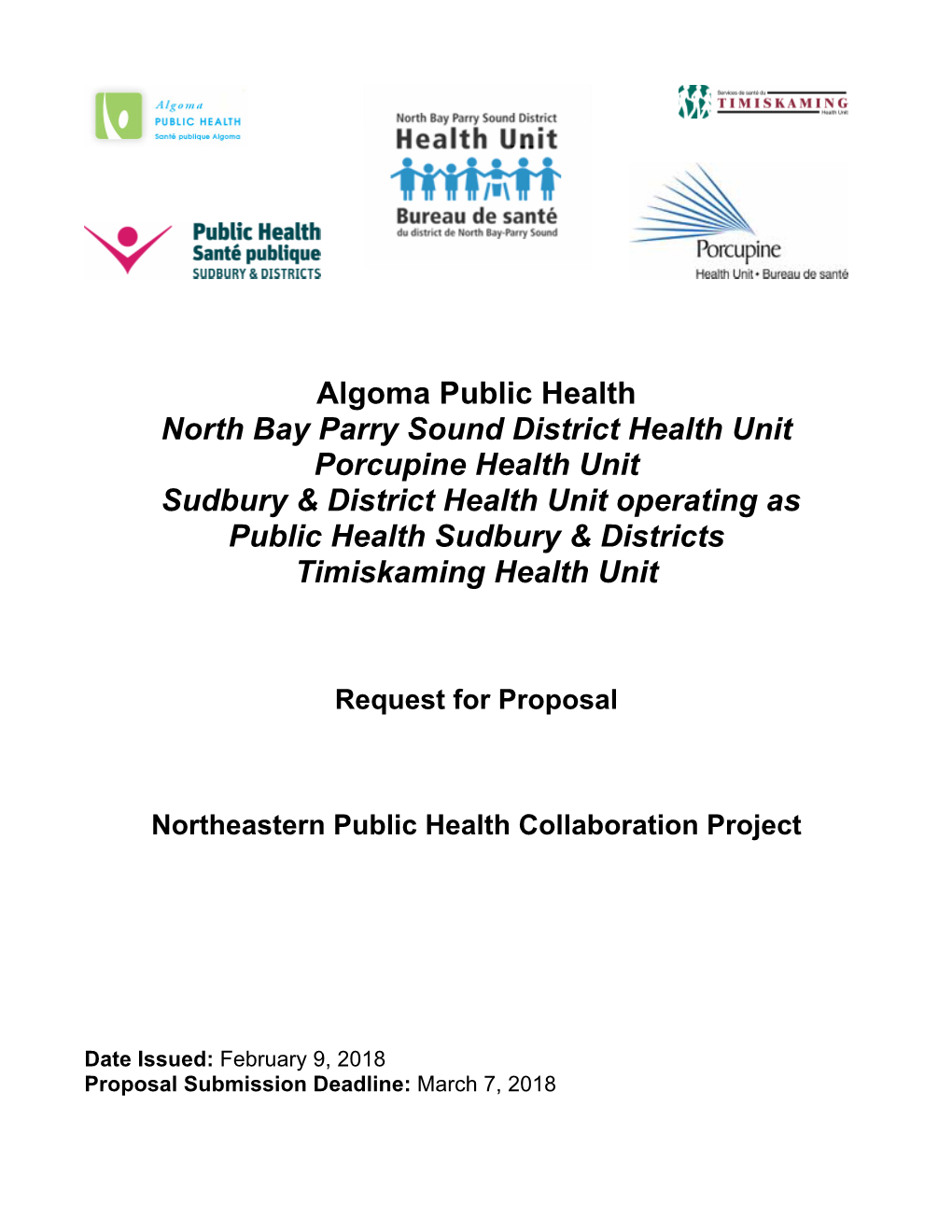 Algoma Public Health North Bay Parry Sound District Health Unit