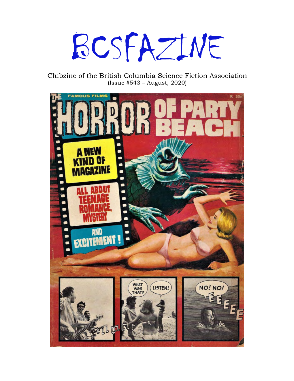 Clubzine of the British Columbia Science Fiction Association (Issue #543 – August, 2020)