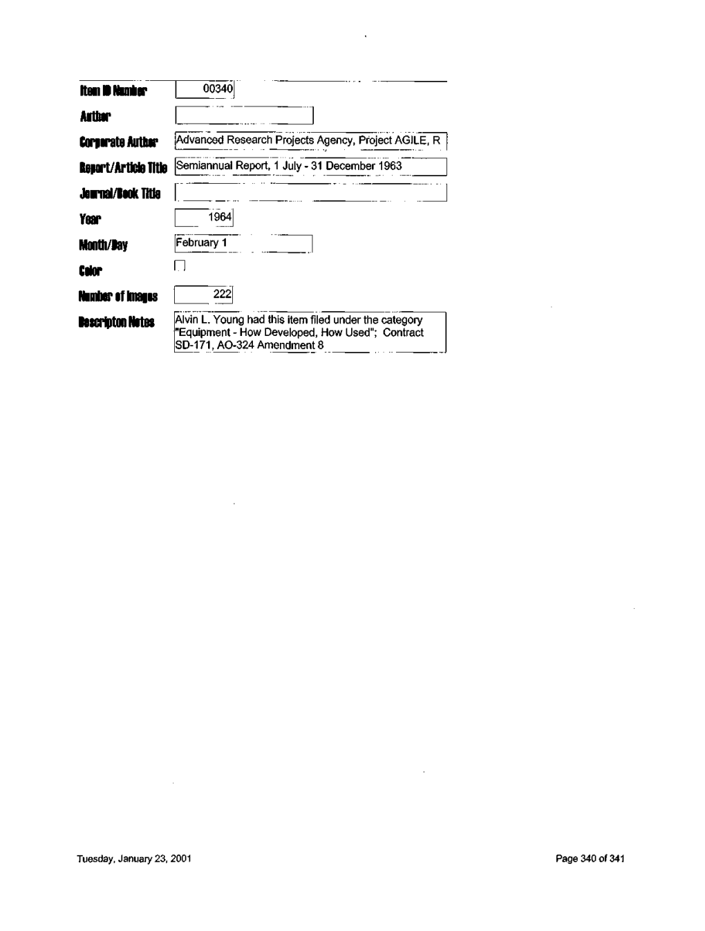 Item ID Number Author Journal/Book Title Year Month/Day Color Number