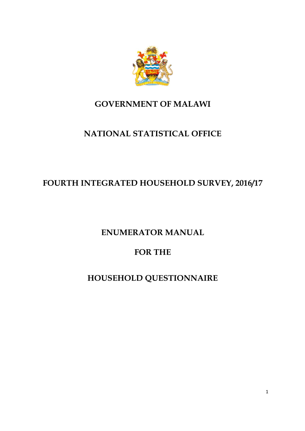 Enumerator Manual: Household Questionnaire