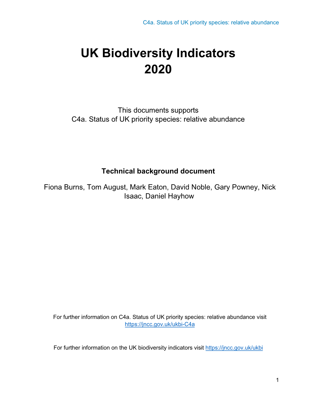C4a. Status of UK Priority Species: Relative Abundance