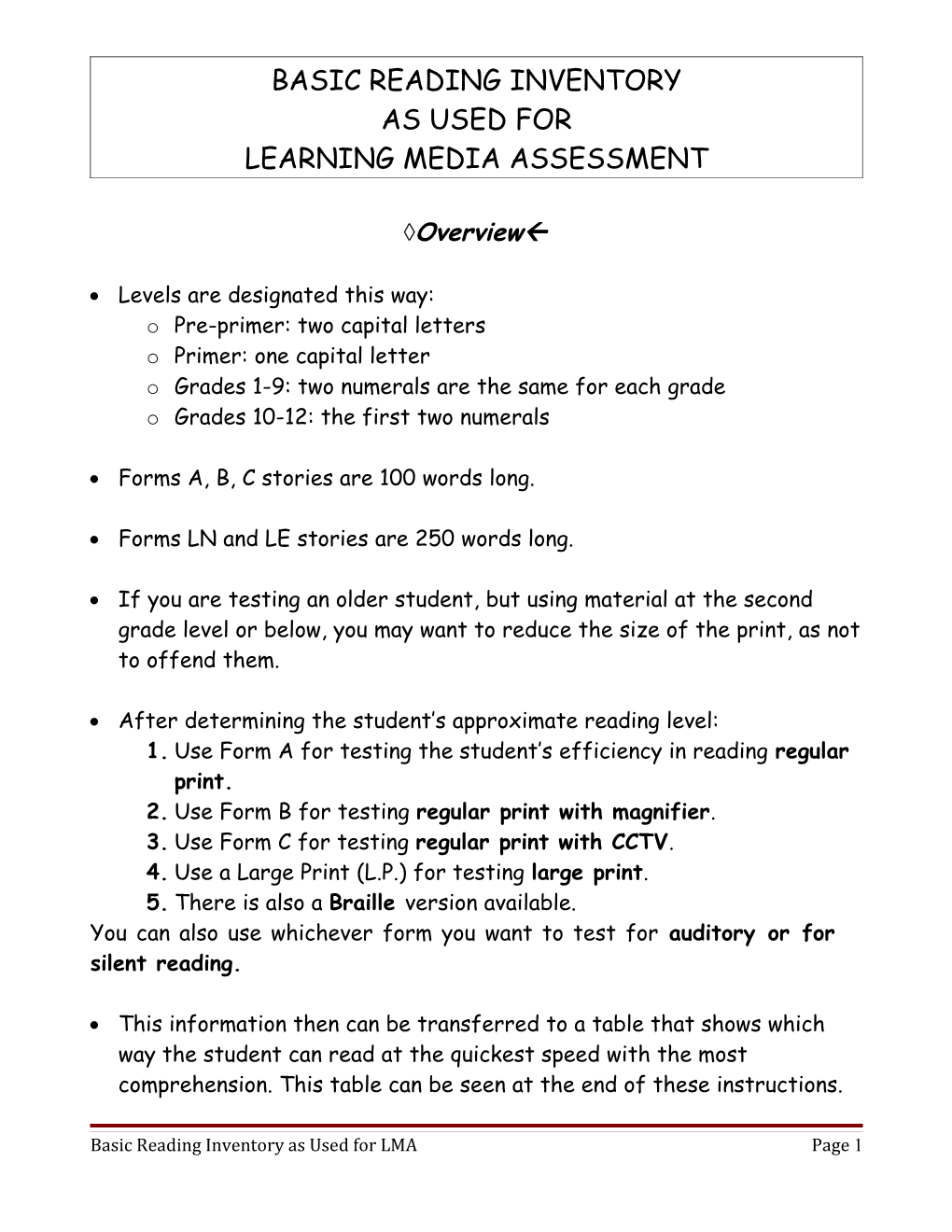 Basic Reading Inventory