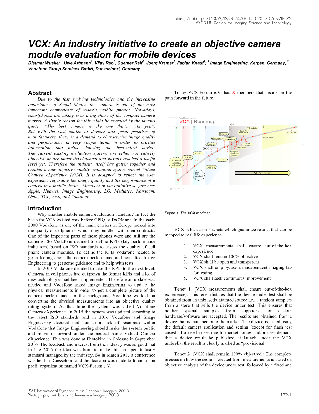 &lt;I&gt;VCX: an Industry Initiative to Create an Objective Camera Module Evaluation for Mobile Devices