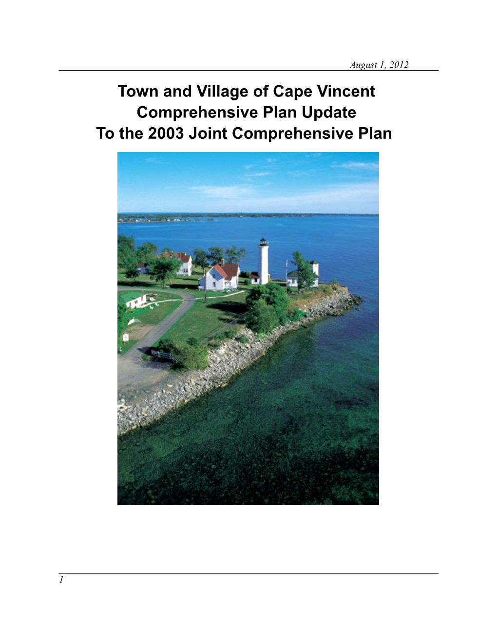 Town and Village of Cape Vincent Comprehensive Plan Update to the 2003 Joint Comprehensive Plan