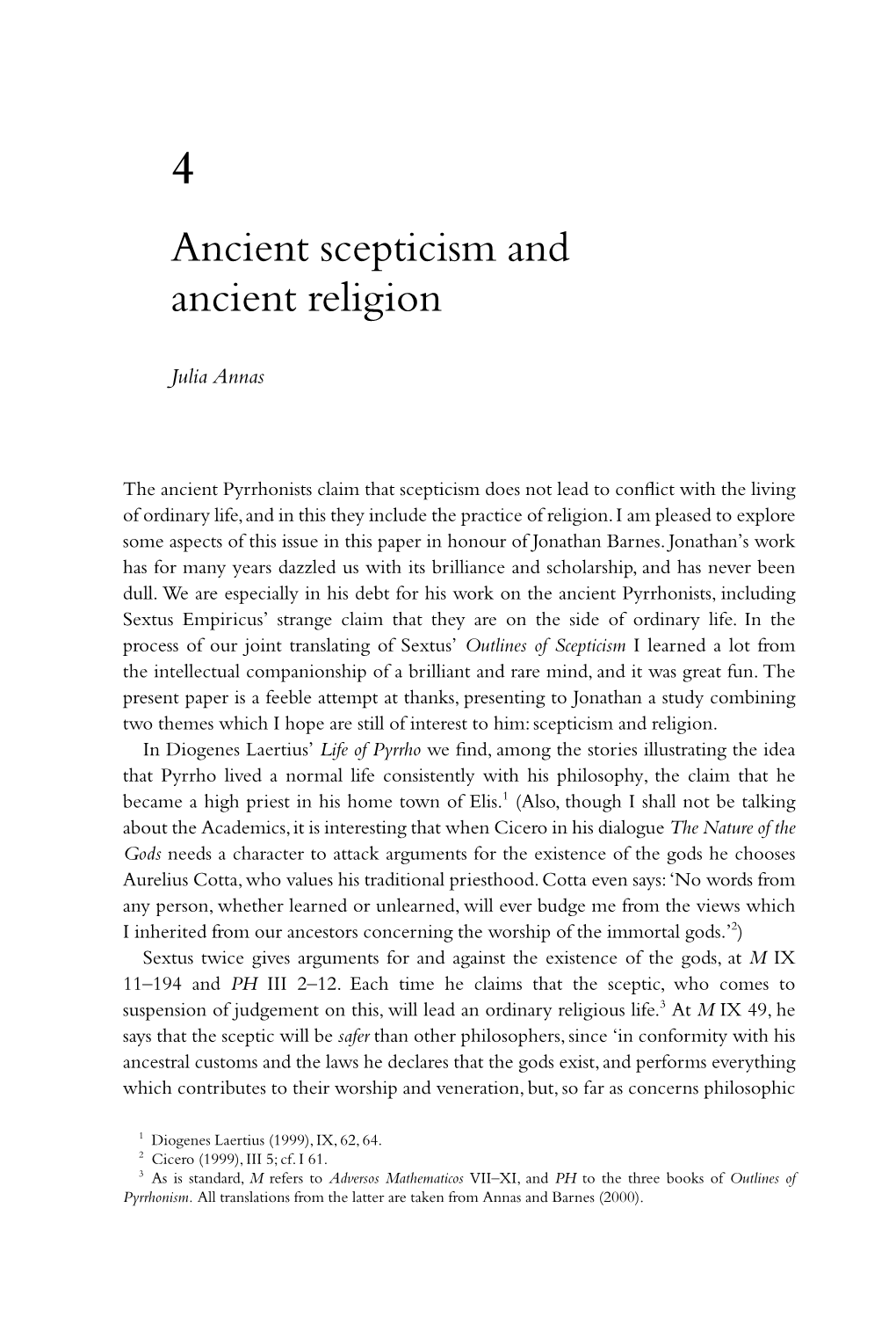 Ancient Scepticism and Ancient Religion