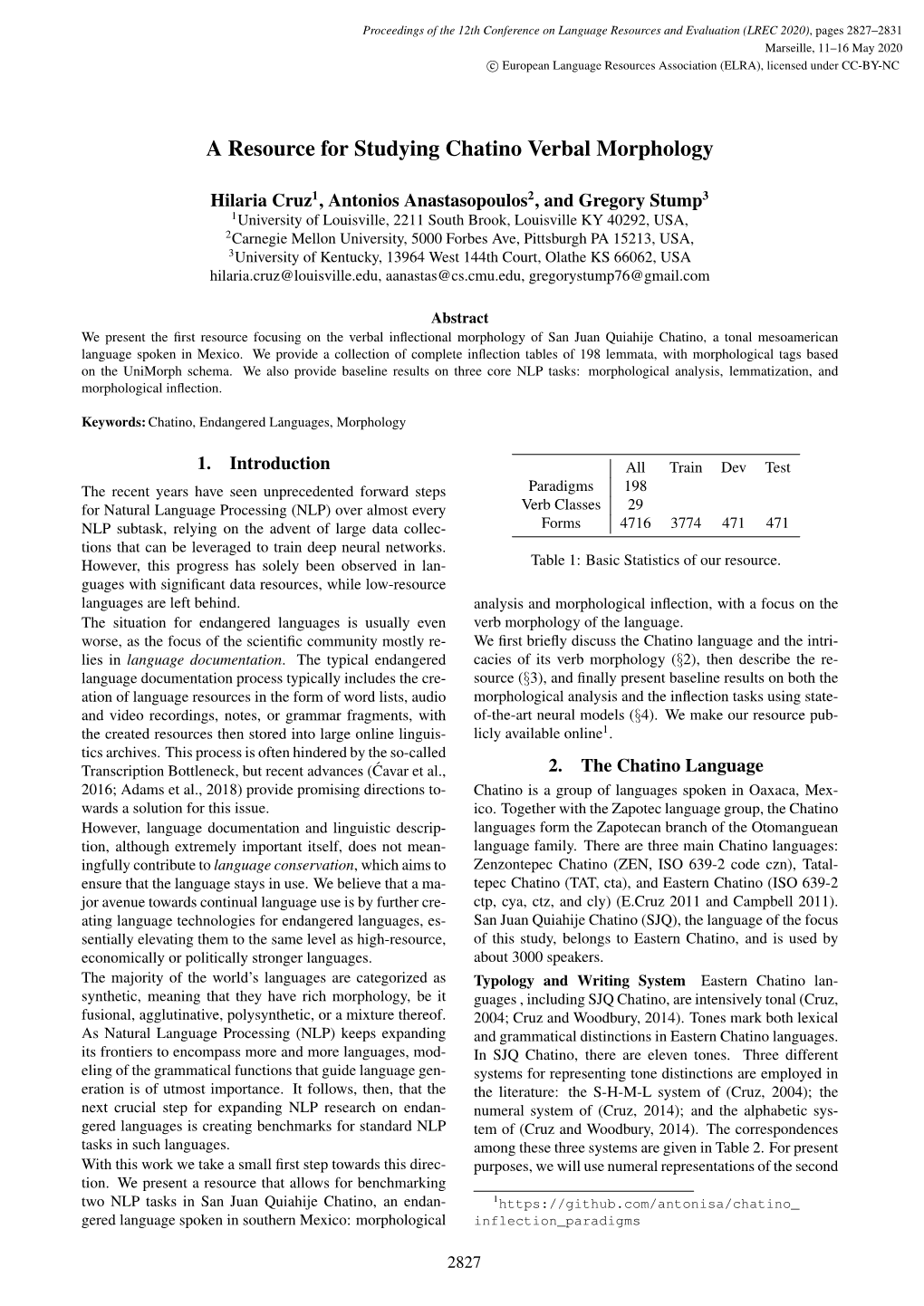 A Resource for Studying Chatino Verbal Morphology