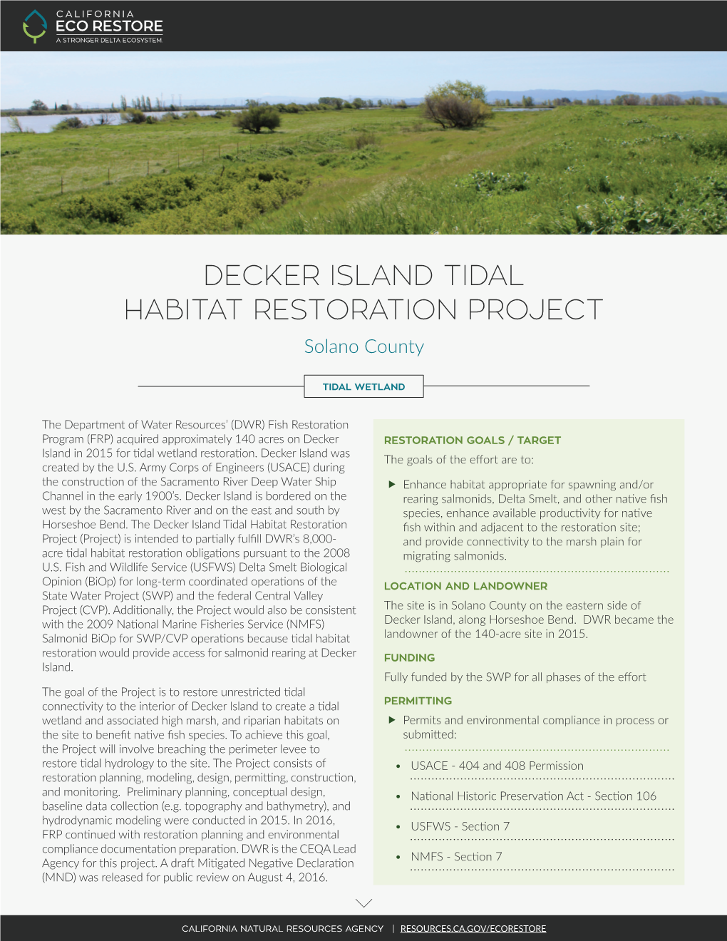 DECKER ISLAND TIDAL HABITAT RESTORATION PROJECT Solano County