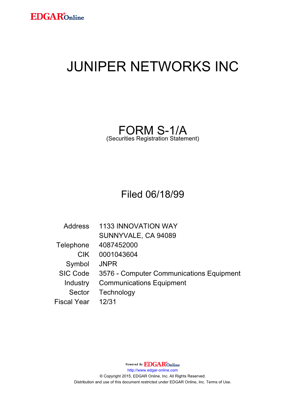 Juniper Networks Inc