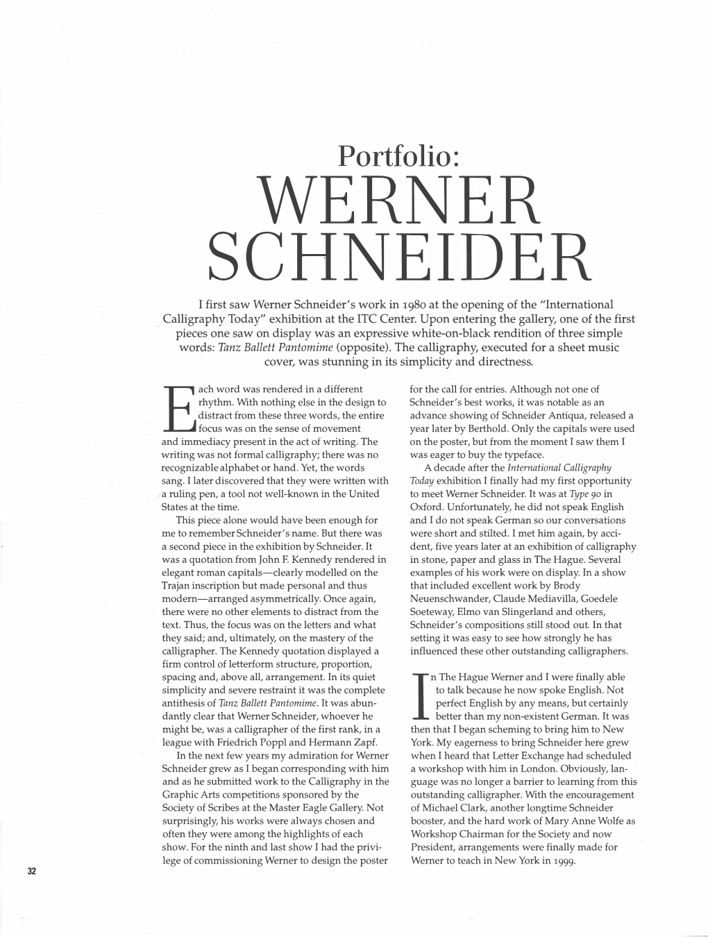 Portfolio: Werner Schneider by Paul Shaw